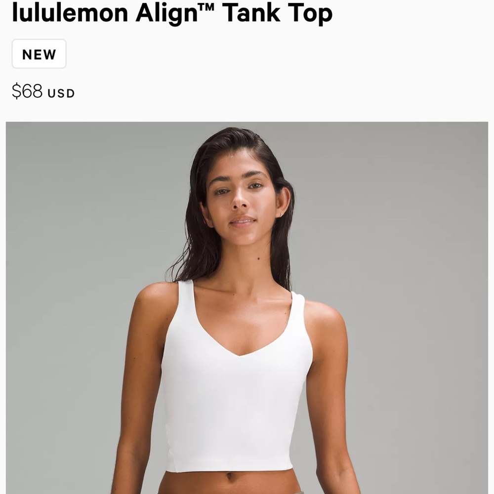 Lululemon Yoga Align Crop Tank WHITE
